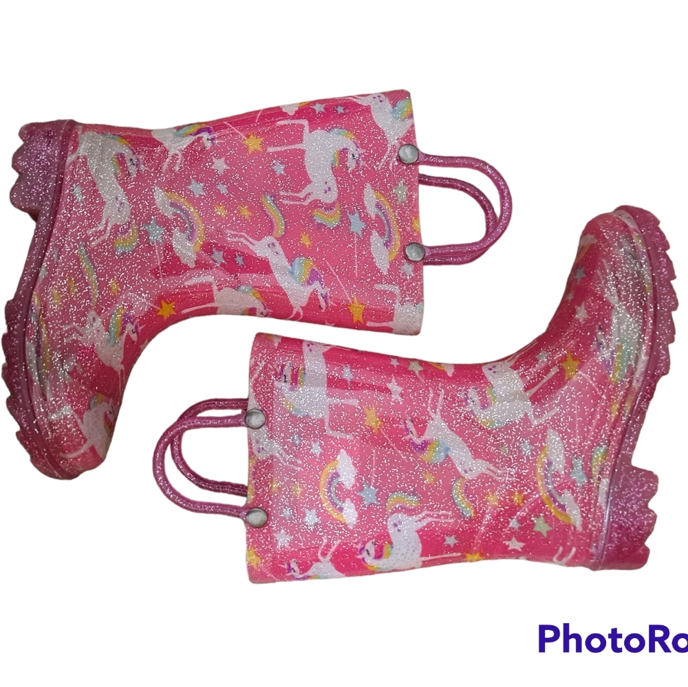 Pink Unicorn light up rain boots
